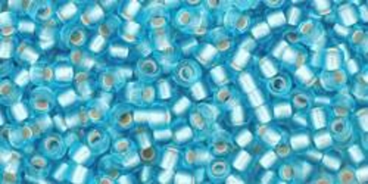 Toho 11/0 Round Japanese Seed Bead, TR11-23F, Silver Lined Frost Aquamarine